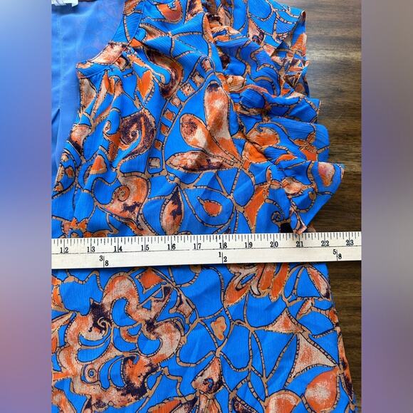 A.L.C. Women’s Blue Silk June V-Neck Blouse Top and Flouncy Skirt Set Size 10 - Picture 9 of 14